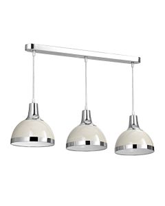Vermont 3 Metal Shutter Shade Ceiling Pendant Light In Cream And Chrome