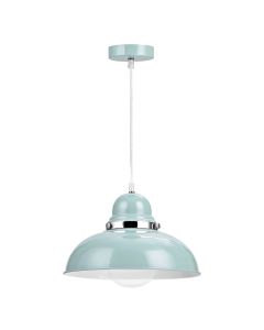 Vermont Round Metal Shutter Shade Ceiling Pendant Light In Blue And Chrome
