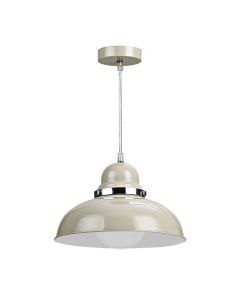 Vermont Round Metal Shutter Shade Ceiling Pendant Light In Cream And Chrome