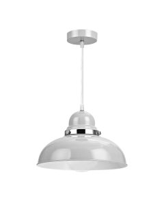 Vermont Round Metal Shutter Shade Ceiling Pendant Light In Grey And Chrome