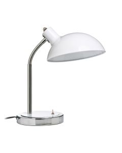 Celdon Flexible White Metal Shade Table Lamp With Chrome Base