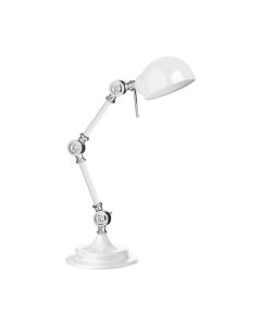 Library Adjustable Metal Table Lamp In White