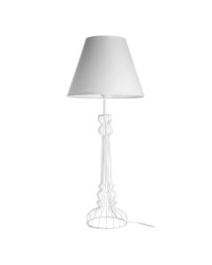 Chicago White Fabric Shade Table Lamp With White Metal Base