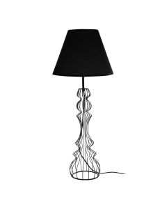 Chicago Black Fabric Shade Table Lamp With Black Metal Base