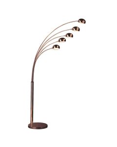 Zeus 5 Arced Lights Floor Lamp In Warm Copper