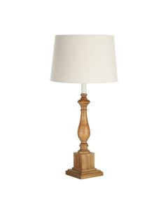 Candle Natural Fabric Shade Table Lamp With Square Oak Wooden Base