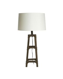 Wesla White Fabric Shade Table Lamp With Robust Metal Base