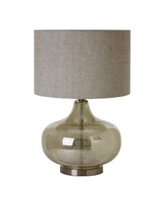 Luz Grey Linen Shade Table Lamp With Glass And Metal Base