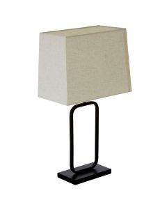 Lucas Natural Fabric Shade Table Lamp With Black Metal Base