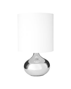 Niko White Fabric Shade Table Lamp With Glass Droplet Base