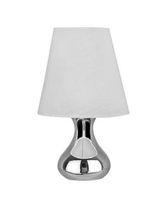 Nell White Fabric Shade Table Lamp With Chromed Metal Base