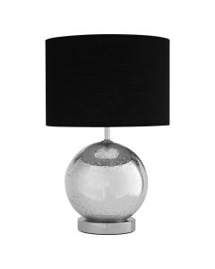 Naomi Black Fabric Shade Table Lamp With Glass Droplet Base