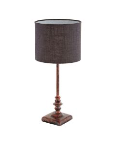 Adele Dark Grey Fabric Shade Table Lamp With Copper Metal Base