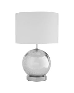 Naomi White Fabric Shade Table Lamp With Glass Droplet Base