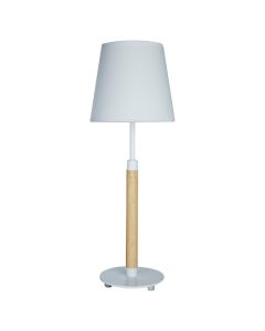 Whitney White Fabric Shade Table Lamp With Natural Metal Base