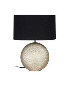 Whisper Black Fabric Shade Table Lamp With Gold Metal Base