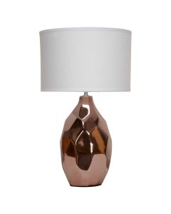 West Ivory Fabric Shade Table Lamp With Copper Ceramic Base