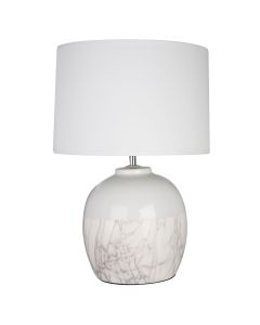 Whitney White Fabric Shade Table Lamp With White Ceramic Base