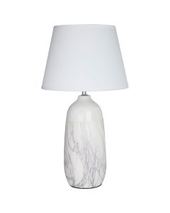 Welma White Fabric Shade Table Lamp With Grey Ceramic Base