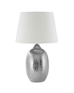Jane Ivory Fabric Shade Table Lamp With Silver Ceramic Base