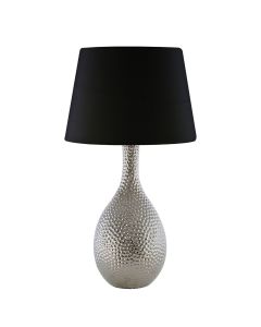Julius Black Fabric Shade Table Lamp With Silver Ceramic Base