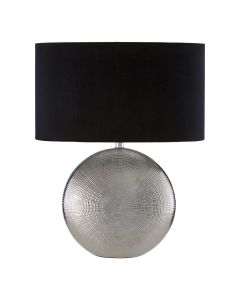 Jasmin Black Fabric Shade Table Lamp With Silver Ceramic Base