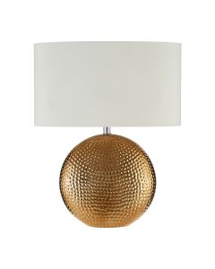 Joshua White Fabric Shade Table Lamp With Gold Ceramic Base