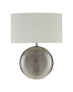 Joshua White Fabric Shade Table Lamp With Silver Ceramic Base