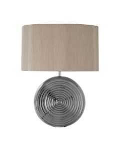 Jessica Natural Fabric Shade Table Lamp With Silver Ceramic Base