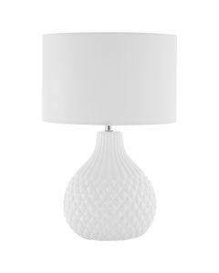 Jax Ivory Fabric Shade Table Lamp With Textured Ceramic Base