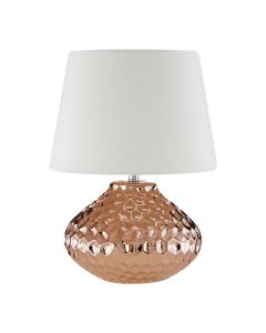 Jen Ivory Fabric Shade Table Lamp With Copper Ceramic Base