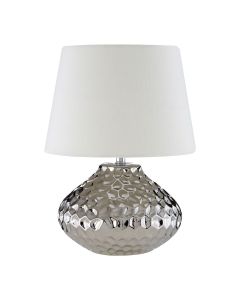 Jen Ivory Fabric Shade Table Lamp With Silver Ceramic Base
