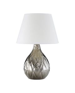 Hannah White Fabric Shade Table Lamp With Silver Base
