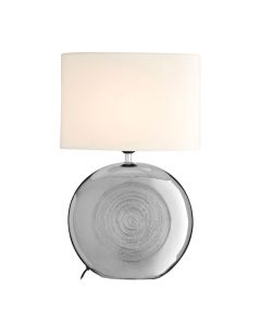 Holly White Fabric Shade Table Lamp With Silver Ceramic Base