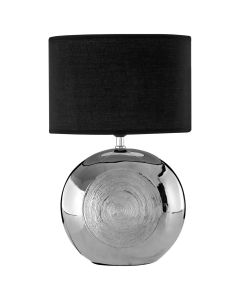 Holly Black Fabric Shade Table Lamp With Silver Ceramic Base
