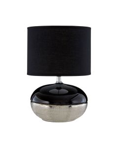 Honey Black Fabric Shade Table Lamp With Two Tone Ceramic Base