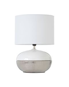 Honey White Fabric Shade Table Lamp With Two Tone Ceramic Base