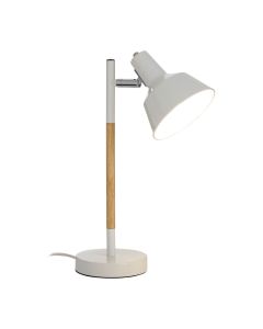 Bryson White Metal Shade Table Lamp With Natural Wooden Stalk