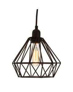 Bartol Ceiling Pendant Light In Black With Metal Wire Frame