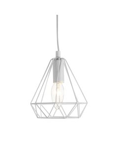 Beli Ceiling Pendant Light In White With Geometric Metal Wire Frame