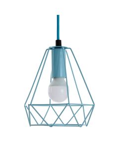 Beli Ceiling Pendant Light In Blue With Geometric Metal Wire Frame