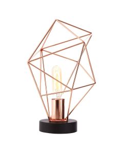 Wyra Asymmetrical Frame Table Lamp In Copper With Black Metal Base