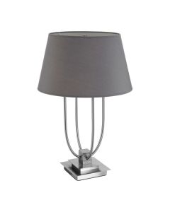 Roslin Grey Fabric Shade Table Lamp With Satin Nickel Base