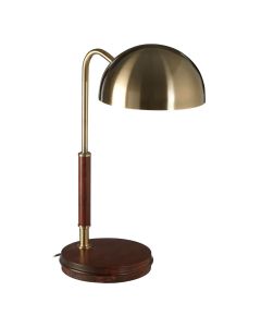 Hekan Antique Brass Iron Table Lamp With Walnut Wooden Base