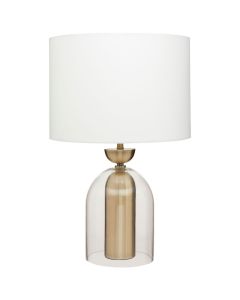 Cevro White Glass Shade Table Lamp With Brass Metal Base