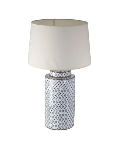 Crona Cream Fabric Shade Table Lamp With White Cylindrical Ceramic Base