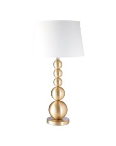 Senna White Fabric Shade Table Lamp With Gold Orb Design Iron Base