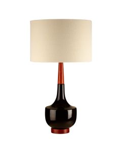 Wesla White Fabric Shade Table Lamp With Red And Black Ceramic Base
