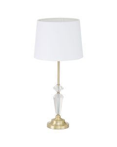 Hope White Fabric Shade Table Lamp With Brass Metal Pedestal