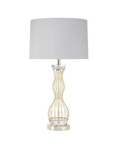 Hanna White Fabric Shade Table Lamp With Gold Wireframe Steel Base